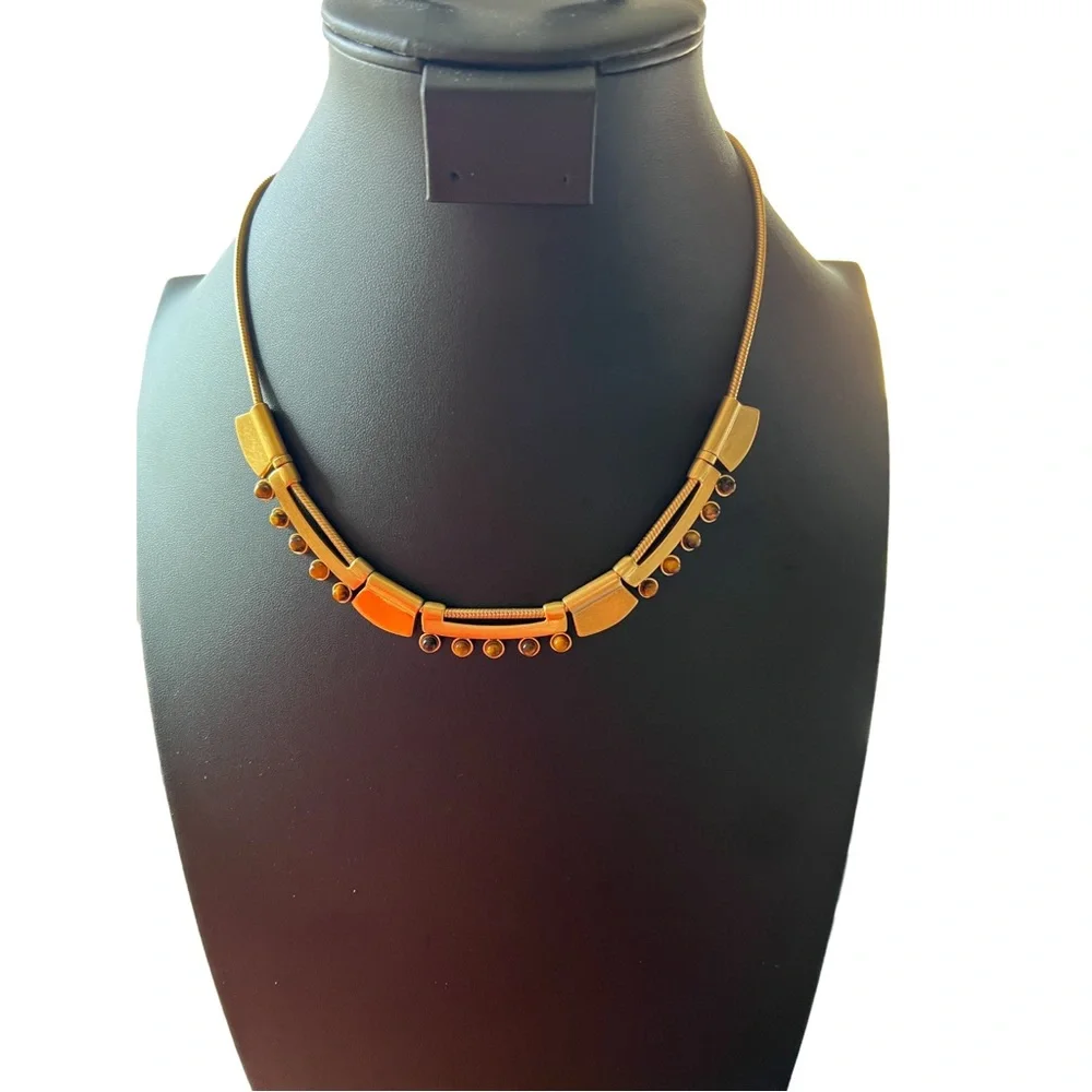 Madewell Art Deco Brushed Gold Slide Pendant Necklace - Picture 4 of 9
